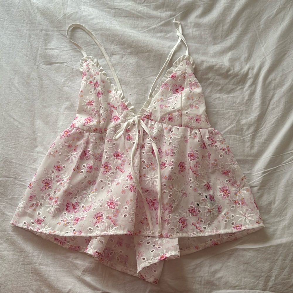 Floral bow tank top